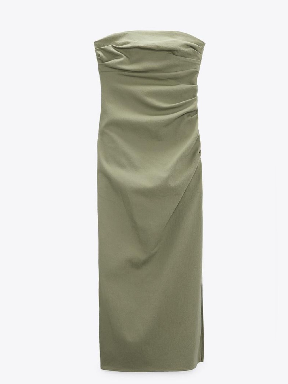 Zara Strapless Olive Midi Dress